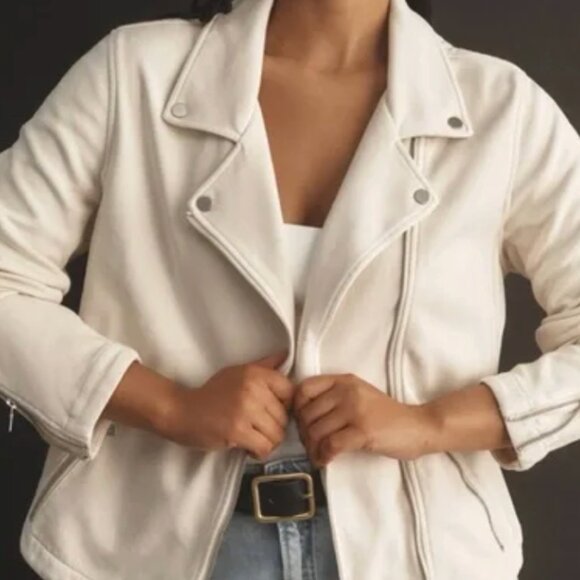 Anthropologie Cream Knit Moto Jacket - Picture 1 of 1